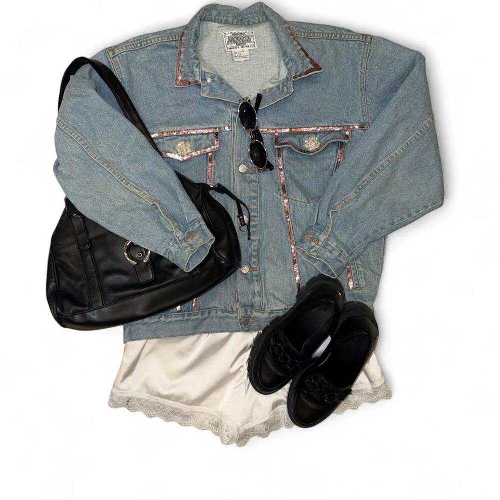 Vintage vtg retro 90s y2k jordache denim boho western sequin